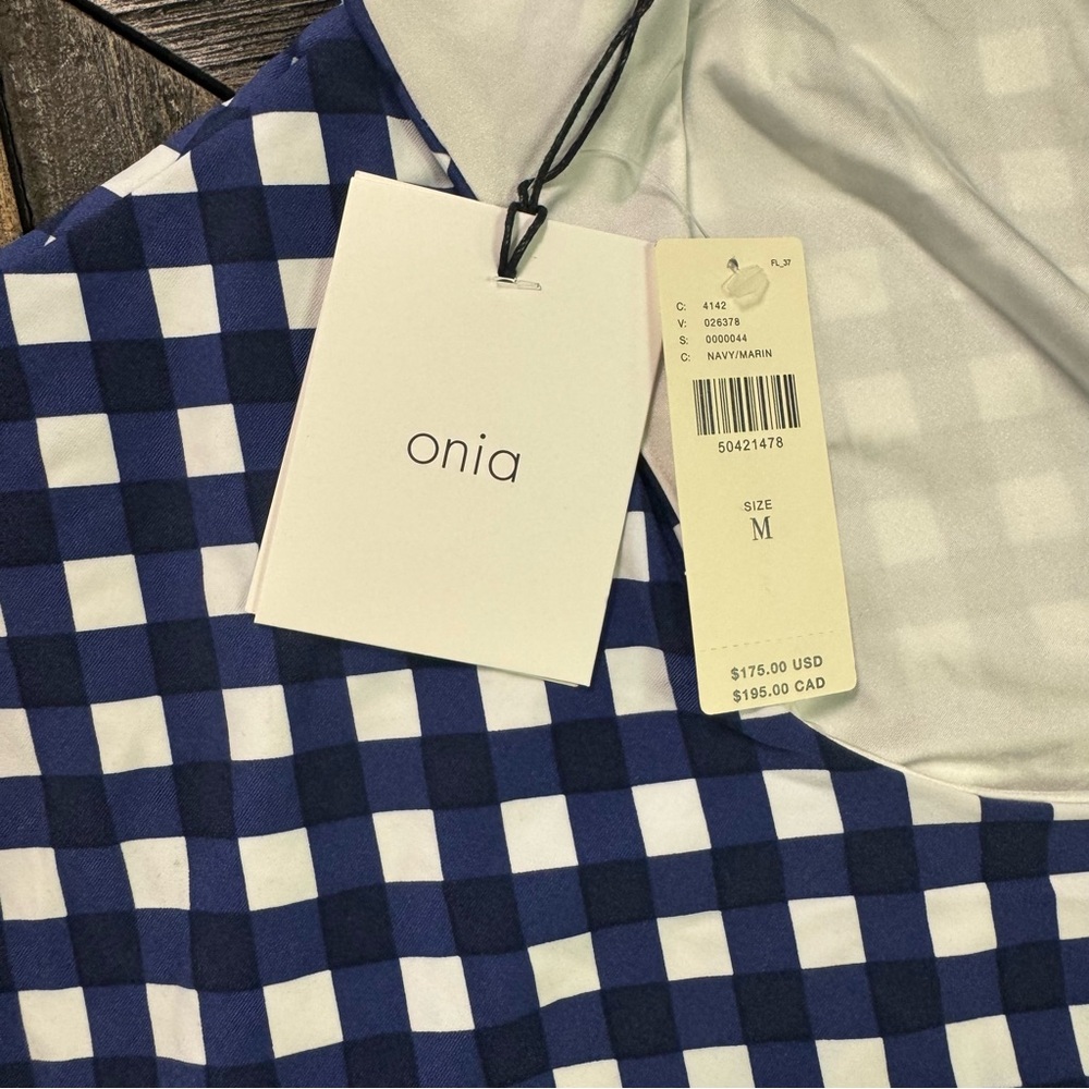 Anthropologie Onia Blue Gingham Print Ginny One Piece Swimsuit. Size M. NWT. - Picture 9 of 10